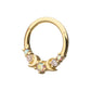 14kt Yellow Gold Prong Set Round Gem Triple Moon Phase Front Facing Hinged Segment Clicker