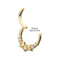 14kt Yellow Gold Prong Set Round Gem Triple Moon Phase Front Facing Hinged Segment Clicker