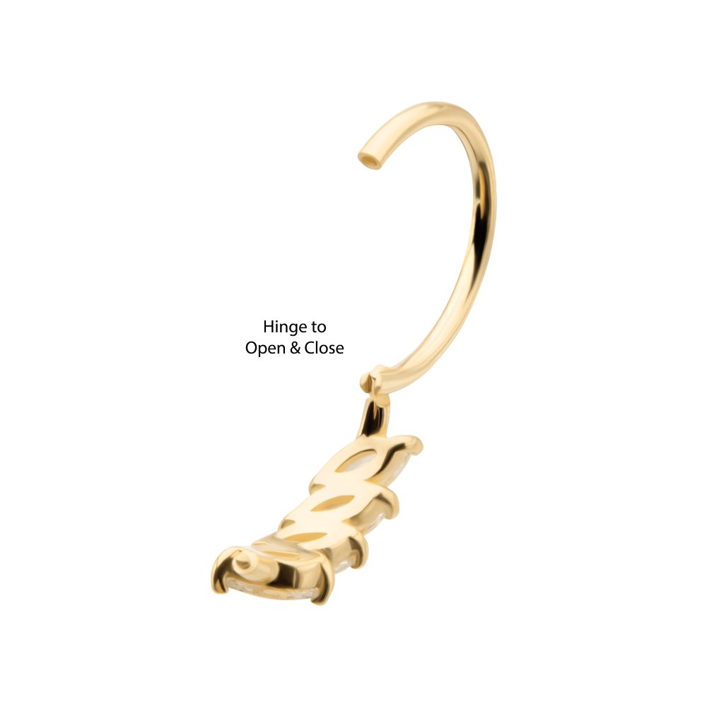 14Kt Gold 4 Marquise Staggered Cluster Prong Gem Side Facing Hinged Segment Clicker