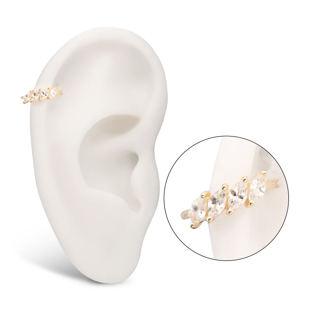 14Kt Gold 4 Marquise Staggered Cluster Prong Gem Side Facing Hinged Segment Clicker