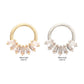14Kt Gold 7-Cluster Baguette Prong Gem Front Facing Hinged Segment Clicker