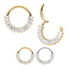 14kt Gold Prong Set Baguette Gem Cluster Front Facing Hinged Segment Clicker