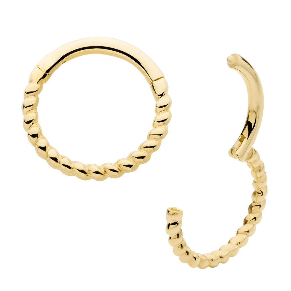 14Kt Yellow Gold Twisted Rope Front Facing Hinged Segment Clicker