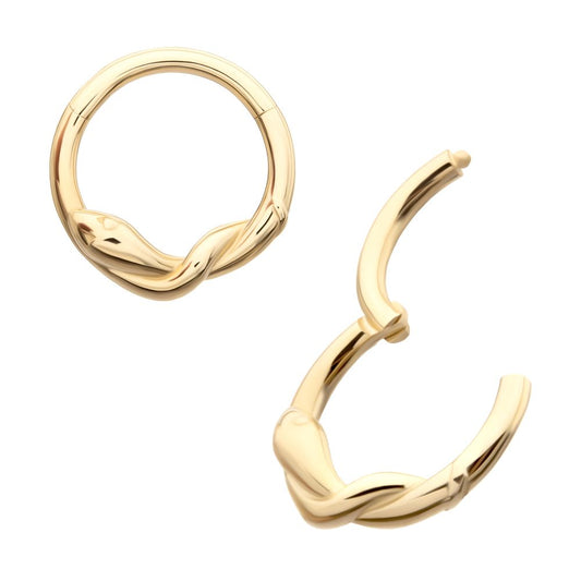 14Kt Yellow Gold Snake Twisted Front Facing Hinged Segment Clicker