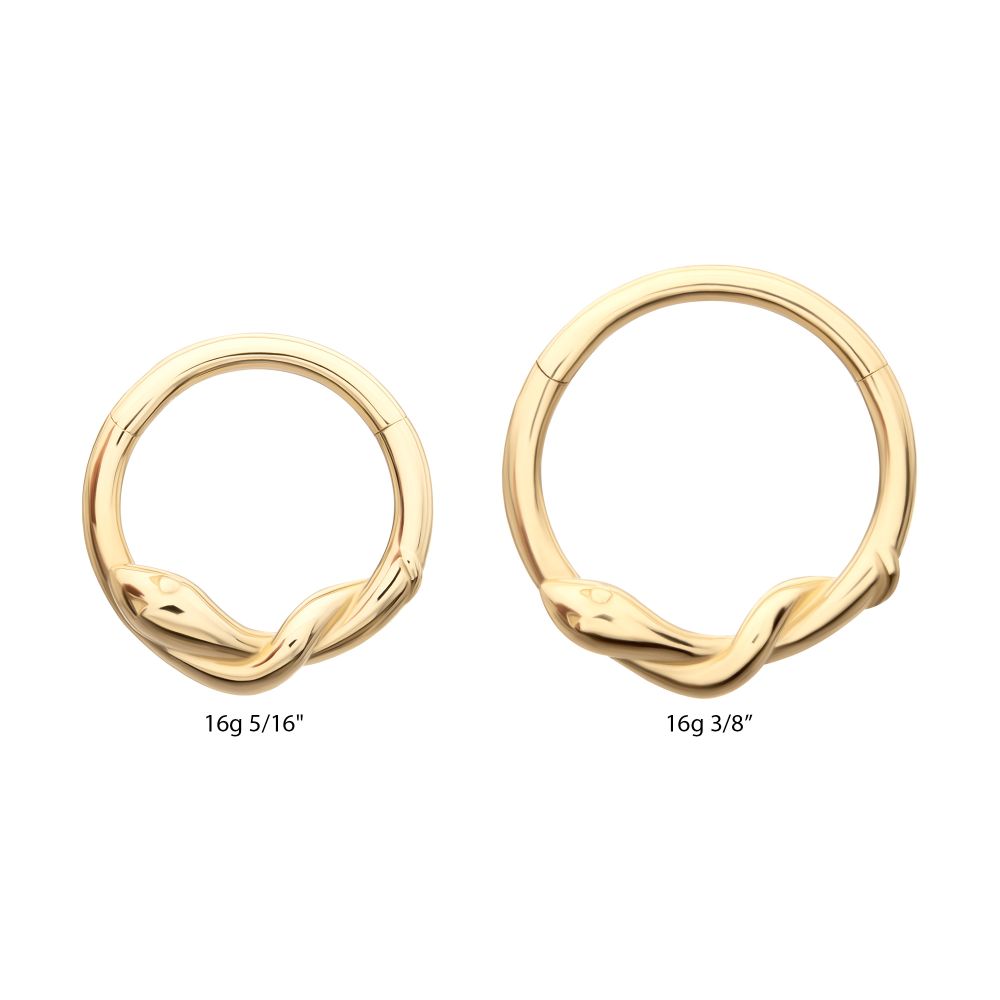 14Kt Yellow Gold Snake Twisted Front Facing Hinged Segment Clicker