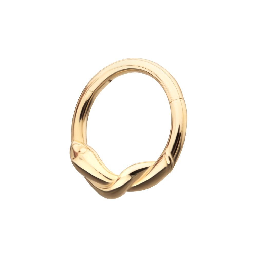 14Kt Yellow Gold Snake Twisted Front Facing Hinged Segment Clicker