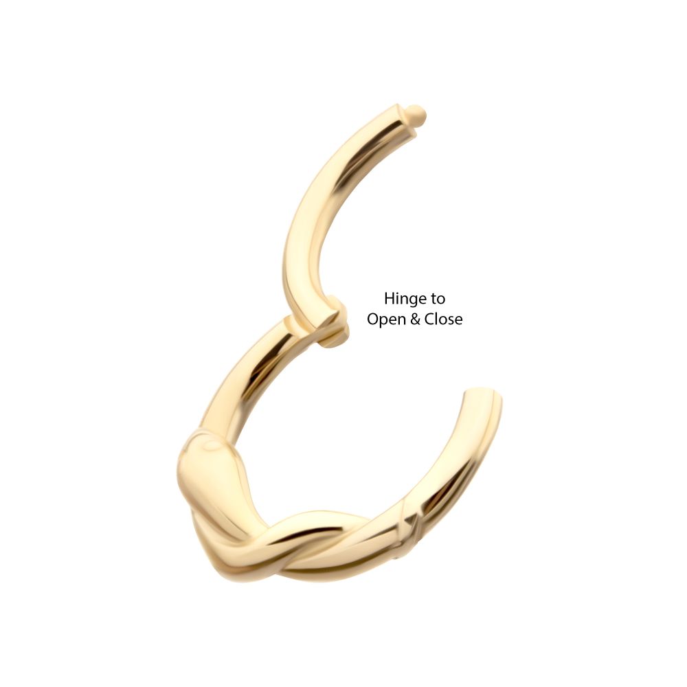 14Kt Yellow Gold Snake Twisted Front Facing Hinged Segment Clicker