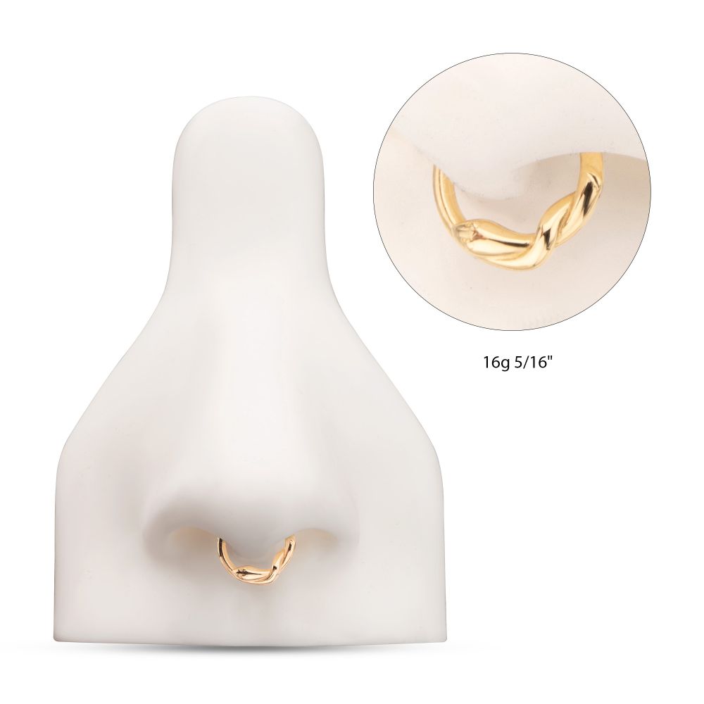 14Kt Yellow Gold Snake Twisted Front Facing Hinged Segment Clicker