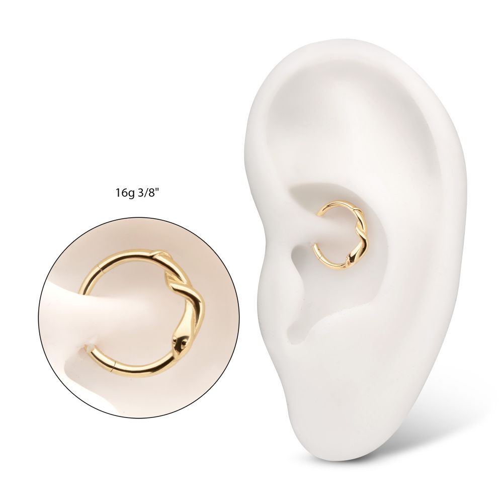 14Kt Yellow Gold Snake Twisted Front Facing Hinged Segment Clicker