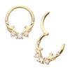 14Kt Yellow Gold Double Swirled Vine with Prong Set Front Facing Hinged Segment Clicker
