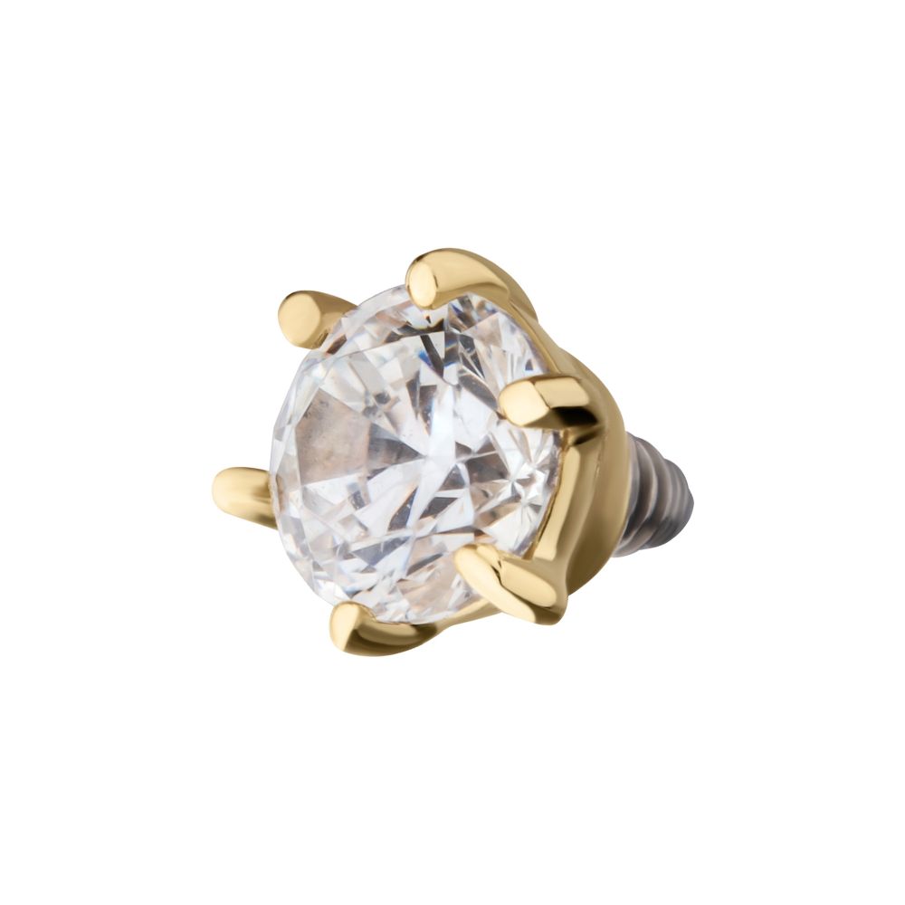 14Kt Yellow Gold Internally Threaded 6-Prong Round Gem Top Dermal