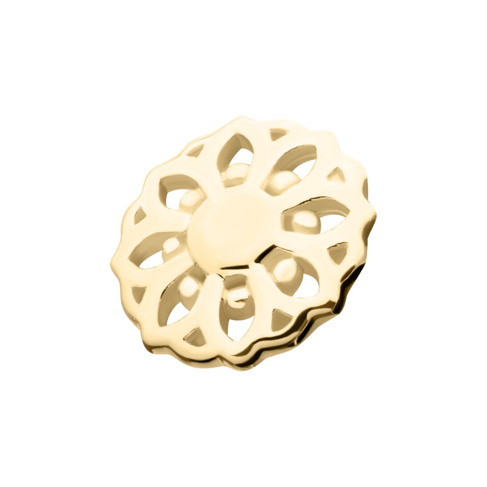 14Kt Yellow Gold Internally Threaded Mandala Flower Top Dermal