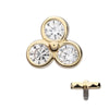 14Kt Yellow Gold Internally Threaded Trinity Bezel Set Gem Top Dermal