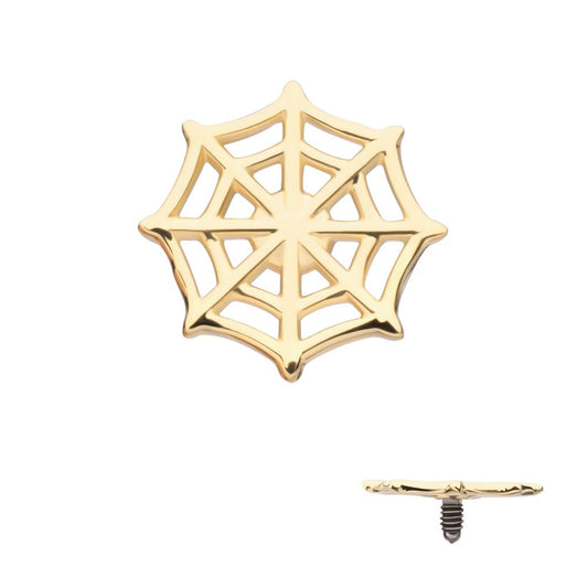 14Kt-Yellow Gold Internally Threaded Spiderweb Top Dermal