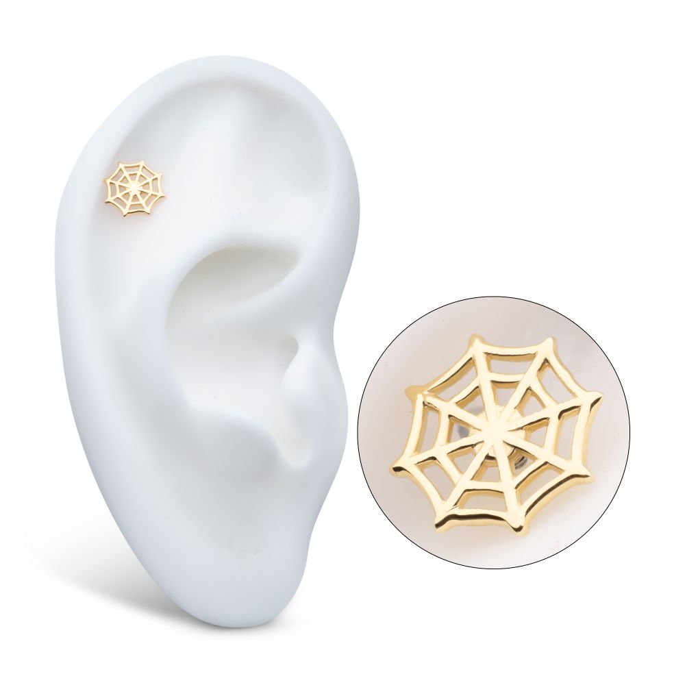 14Kt-Yellow Gold Internally Threaded Spiderweb Top Dermal