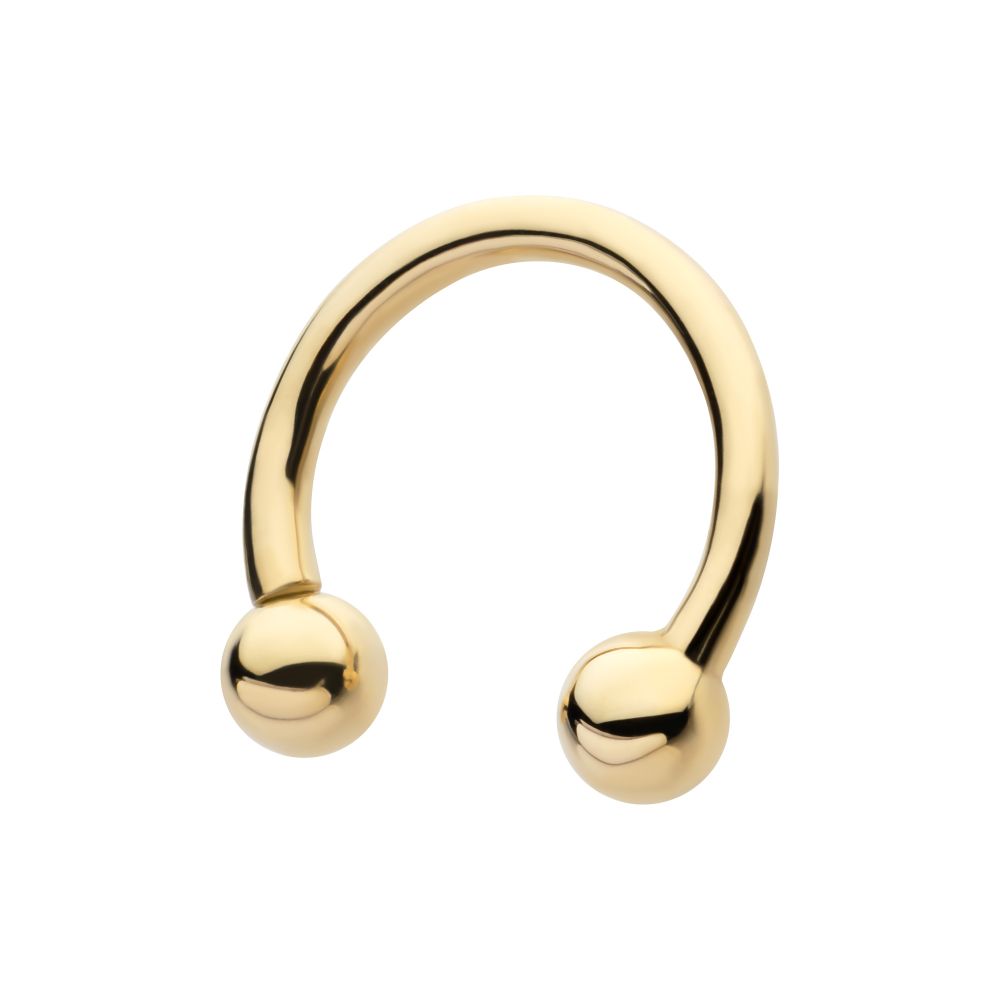 14Kt-Yellow Gold Circular Barbell with One Side Internally Threaded and One Side Fixed Ball End