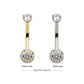 14Kt Gold Internally Threaded Multi Clear CZ Flower Shape Fixed Bottom Navel