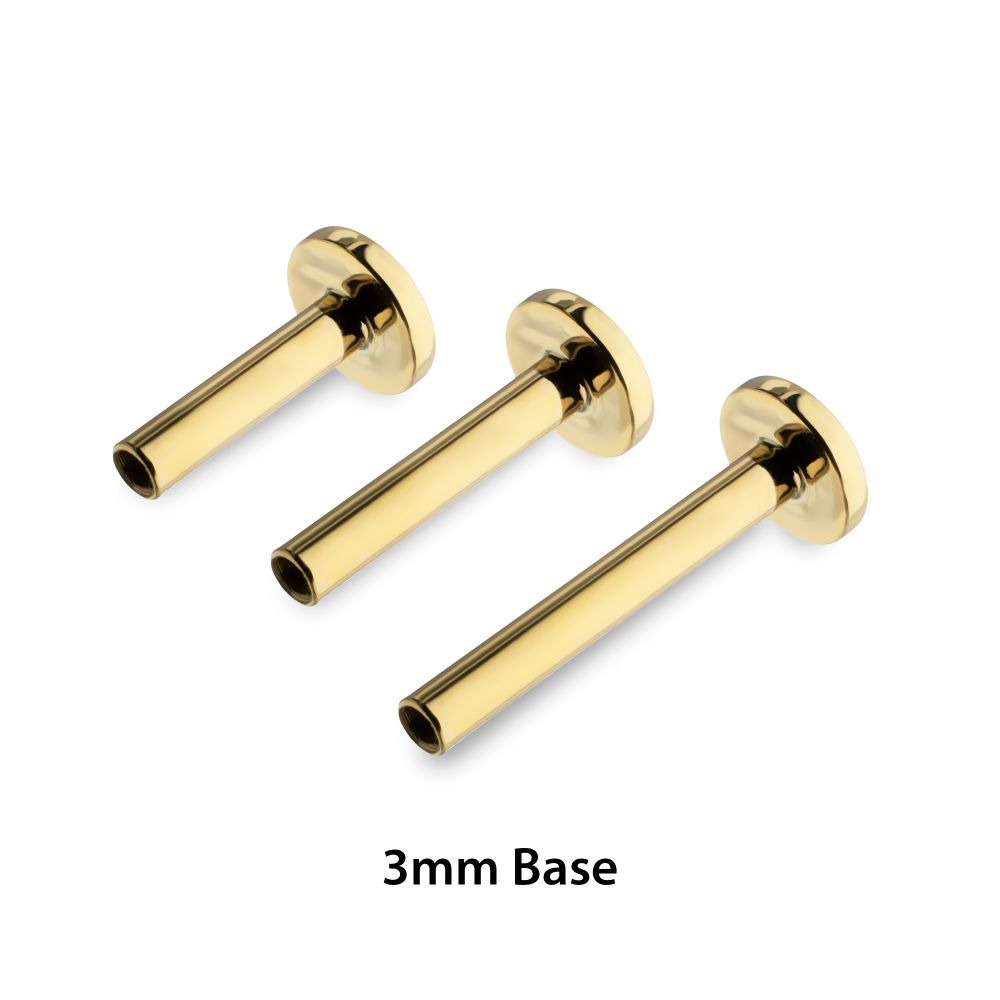 14Kt Yellow Gold M0.8 Internally Threaded 3mm Labret Base