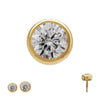 14Kt Yellow Gold M0.8 Internally Threaded Round Back Bezel Set Gem Top