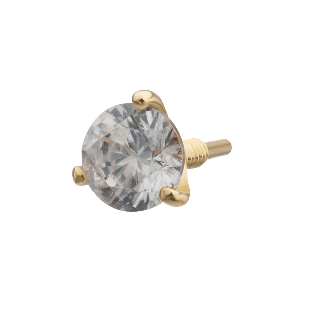 14Kt Yellow Gold M0.8 Internally Threaded 3-Prong Round Gem Top