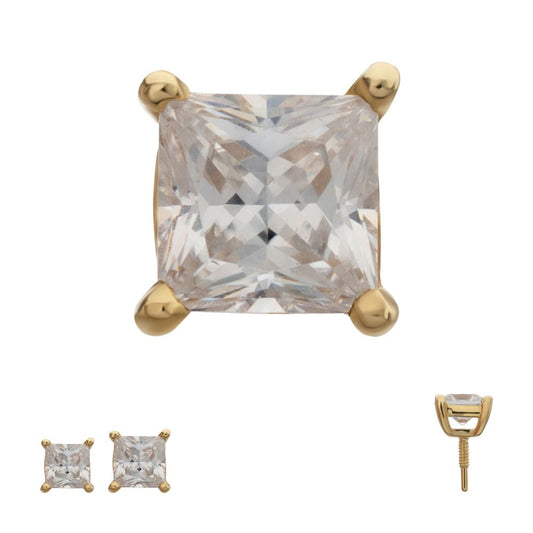 14Kt Yellow Gold M0.8 Internally Threaded 4-Prong Princess Cut Gem Top