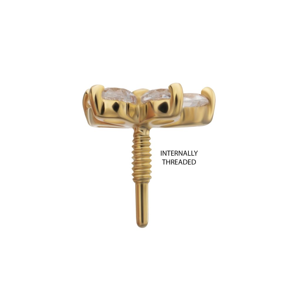 14Kt Yellow Gold M0.8 Internally Threaded Butterfly Prong Set Gem Top