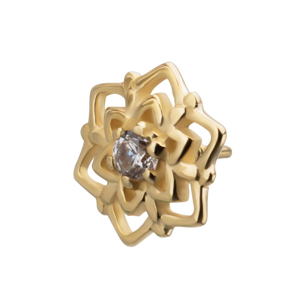 14Kt Yellow Gold M0.8 Internally Threaded Mandala Gem Top