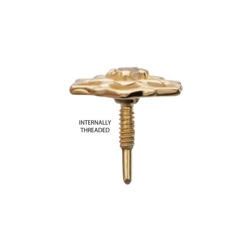 14Kt Yellow Gold M0.8 Internally Threaded Mandala Gem Top