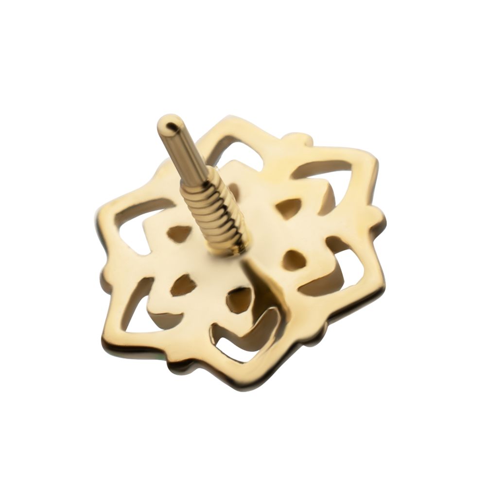 14Kt Yellow Gold M0.8 Internally Threaded Mandala Gem Top