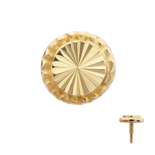 14Kt Yellow Gold M0.8 Internally Threaded Milgrain Edge Corrugated Round Top