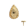 14Kt Yellow Gold M0.8 Internally Threaded Milgrain Edge Corrugated Teardrop Top
