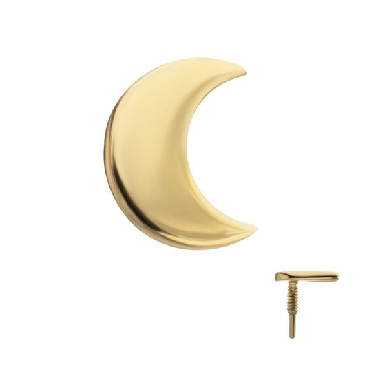 14Kt Yellow Gold M0.8 Internally Threaded Crescent Moon Top