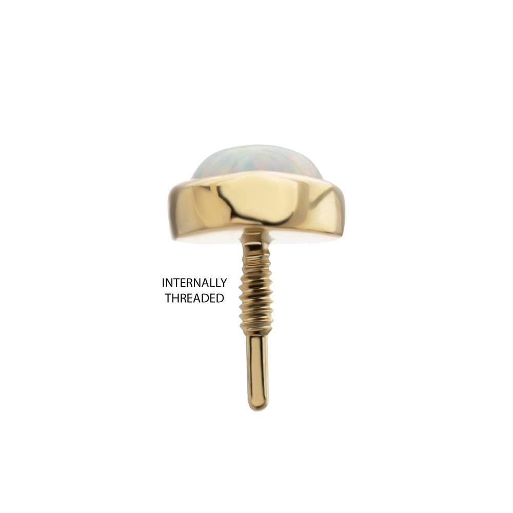 14Kt Yellow Gold M0.8 Internally Threaded Bezel Set Heart Opal Top