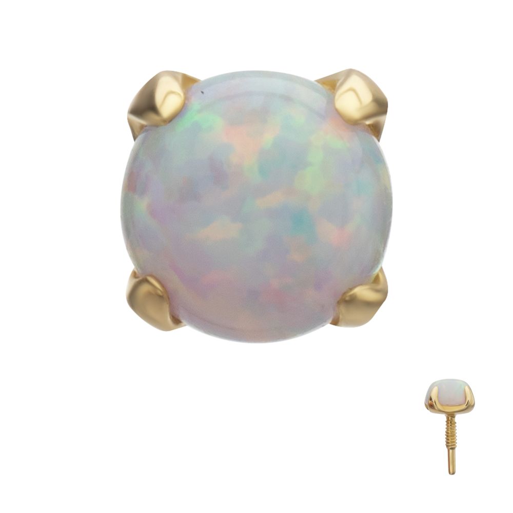 14Kt Yellow Gold M0.8 Internally Threaded 4-Prong Round Opal Top