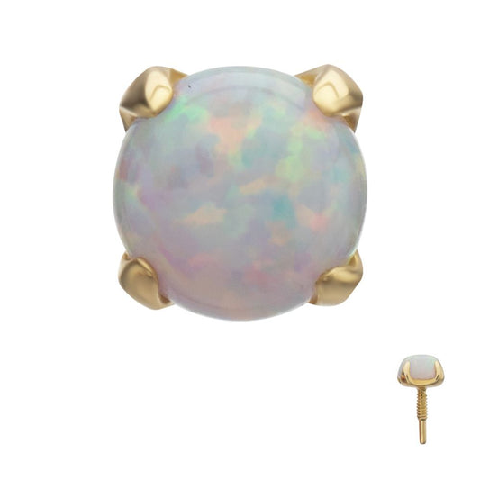 14Kt Yellow Gold M0.8 Internally Threaded 4-Prong Round Opal Top