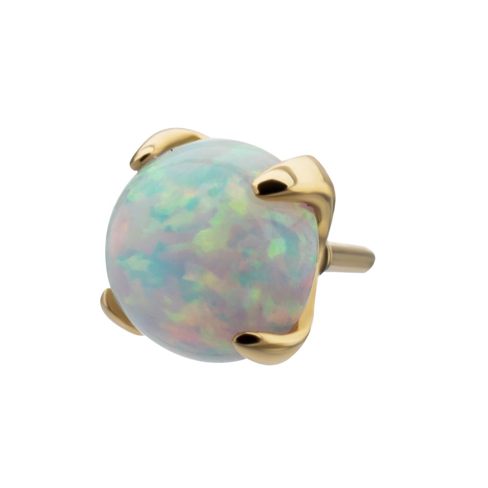 14Kt Yellow Gold M0.8 Internally Threaded 4-Prong Round Opal Top