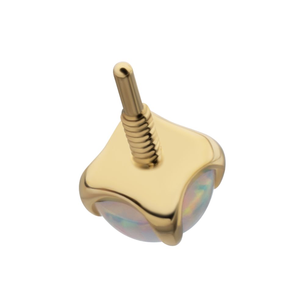 14Kt Yellow Gold M0.8 Internally Threaded 4-Prong Round Opal Top