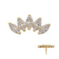 14Kt Yellow Gold M0.8 Internally Threaded Five-Gem Fan Marquise Cluster Top