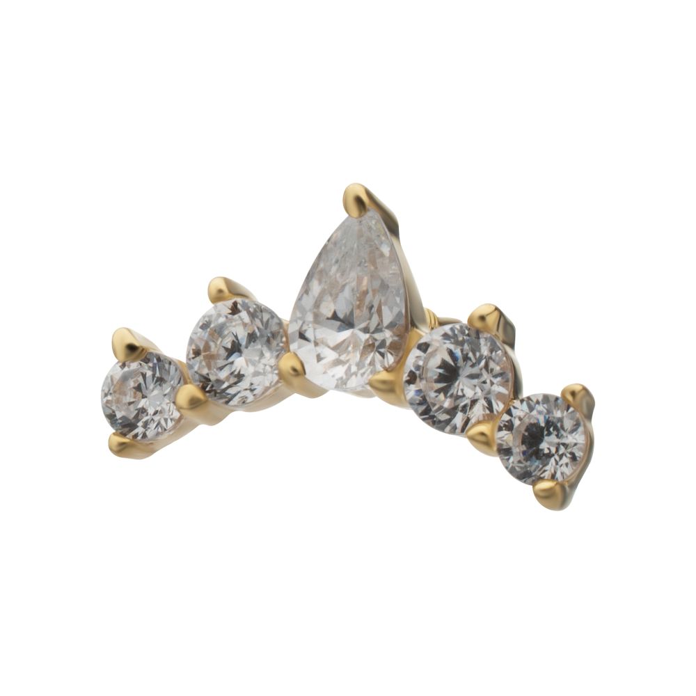 14Kt Yellow Gold M0.8 Internally Threaded Teardrop 5-Cluster Top