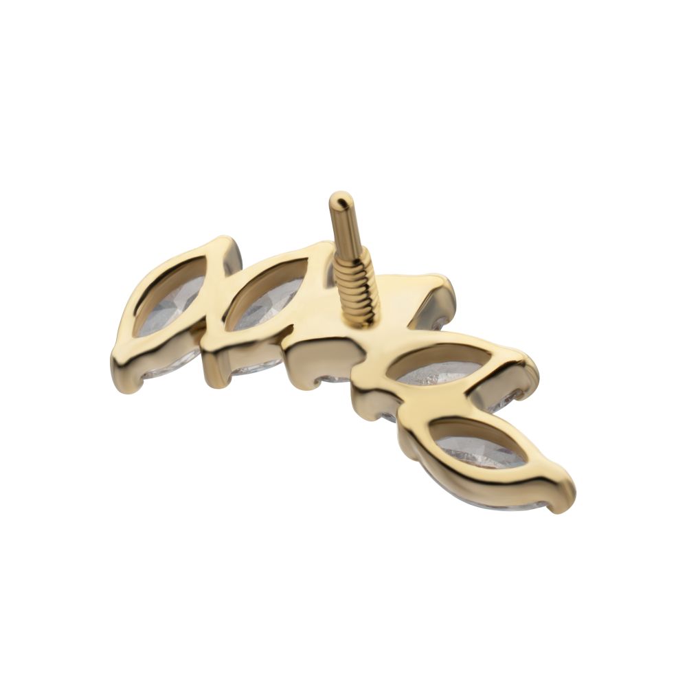 14Kt Yellow Gold M0.8 Internally Threaded Five-Gem Staggered Marquise Cluster Top