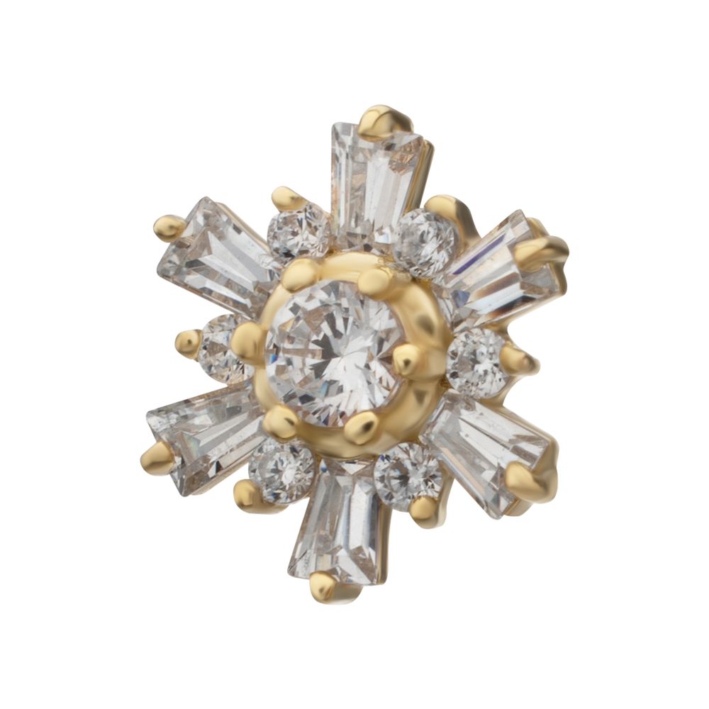 14Kt Yellow Gold M0.8 Internally Threaded Radiant Flare Cluster Top