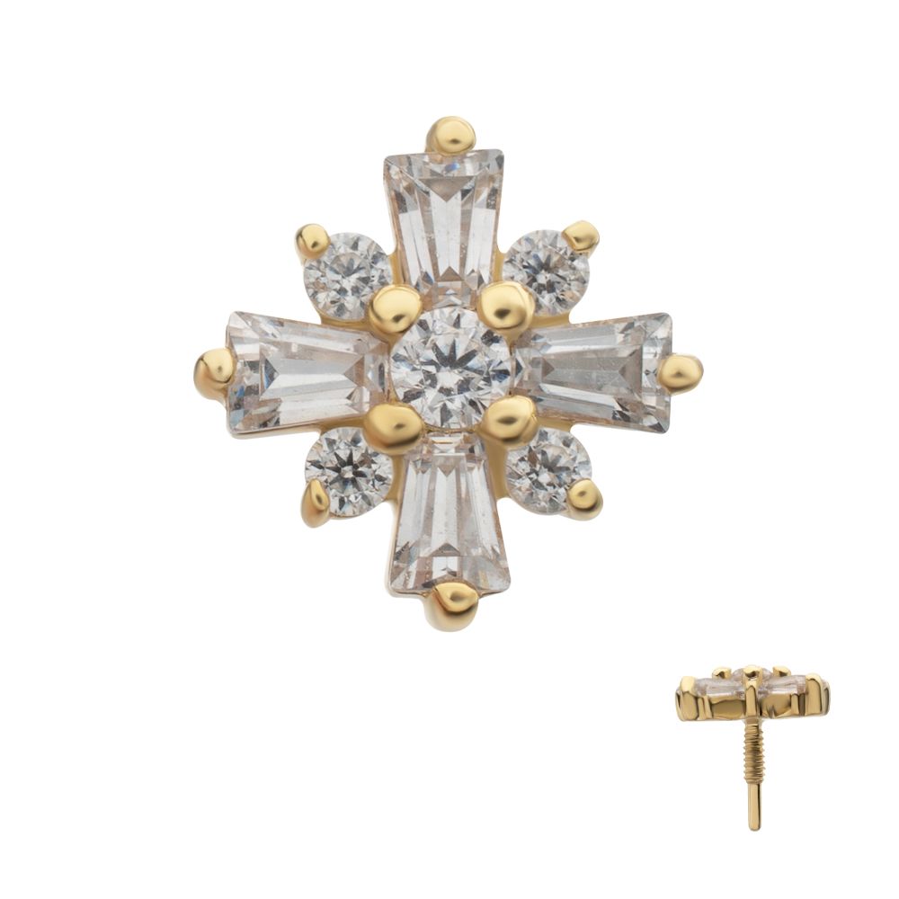 14Kt Yellow Gold M0.8 Internally Threaded Celestial Cluster Top