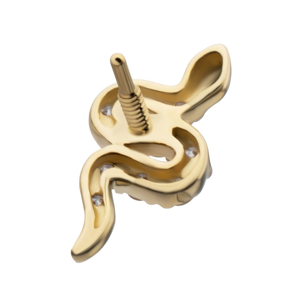 14Kt Yellow Gold M0.8 Internally Threaded Pave Gem Snake Top