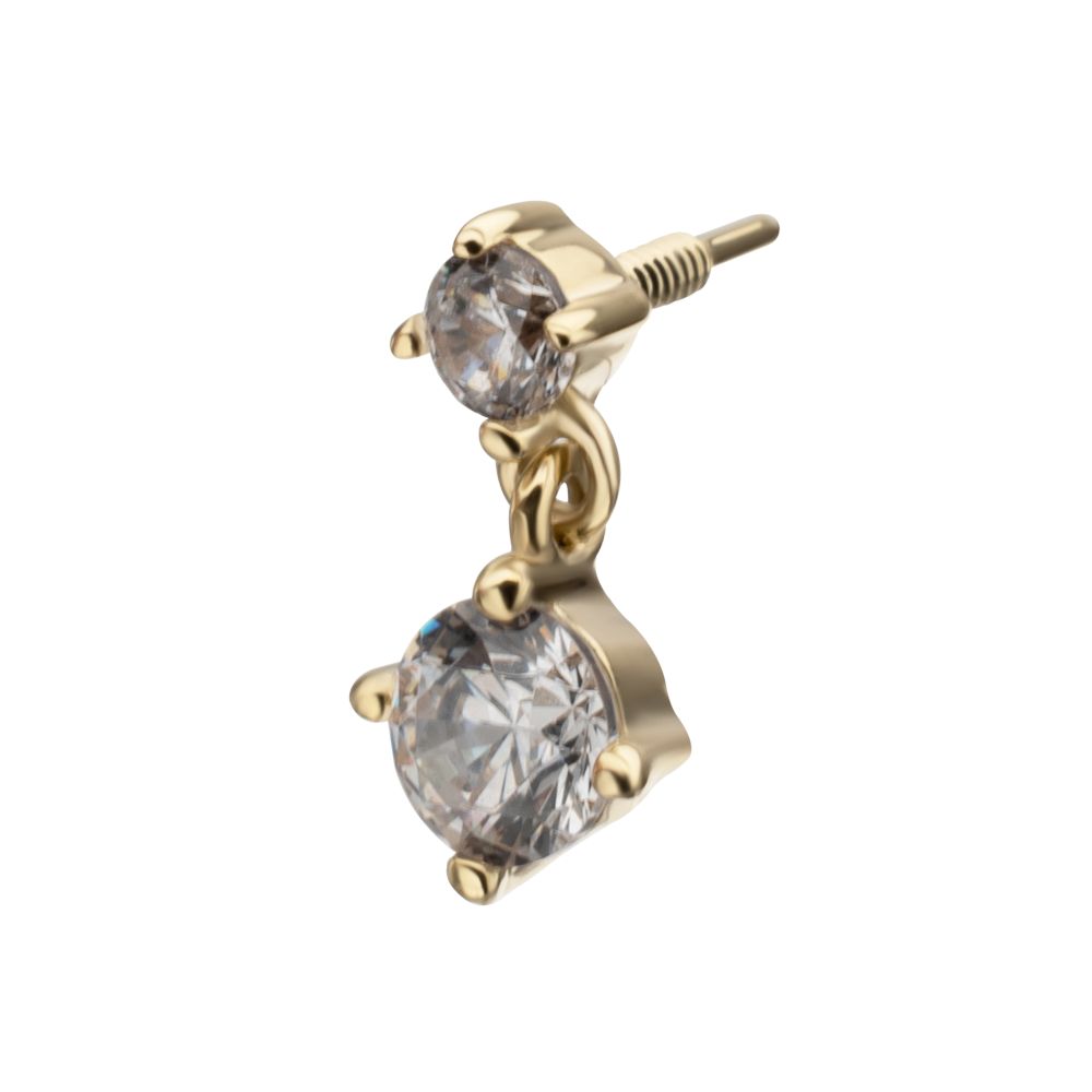 14Kt Yellow Gold M0.8 Internally Threaded Double 4-Prong Gem Dangle Top