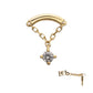 14Kt Yellow Gold M0.8 Internally Threaded Curved Bar Top with 4-Prong Gem Chain Dangle