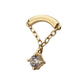 14Kt Yellow Gold M0.8 Internally Threaded Curved Bar Top with 4-Prong Gem Chain Dangle