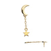 14Kt Yellow Gold M0.8 Internally Threaded Crescent Moon Top with Dangle Star