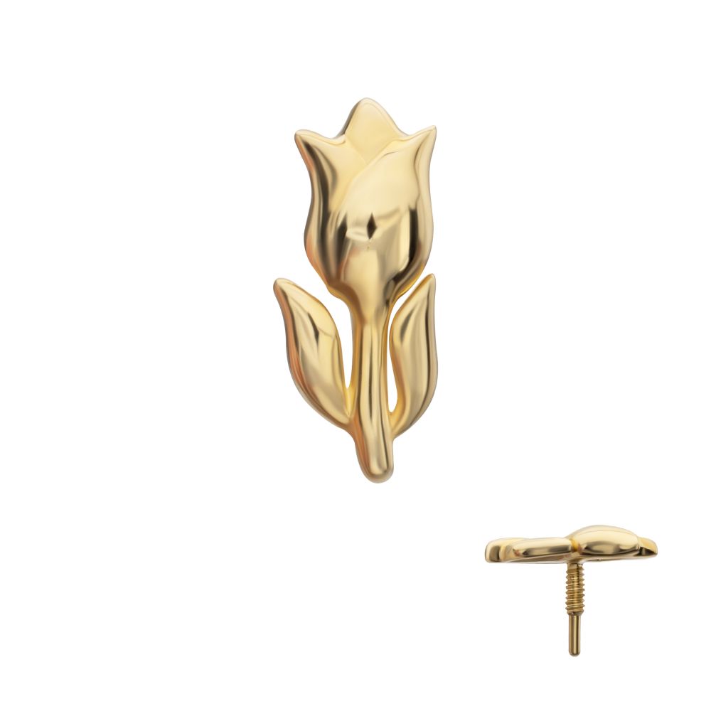 14Kt Yellow Gold M0.8 Internally Threaded Tulip Flower Top