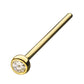 14Kt Yellow Gold Nose Pin with 2mm Bezel Set Clear CZ on Top