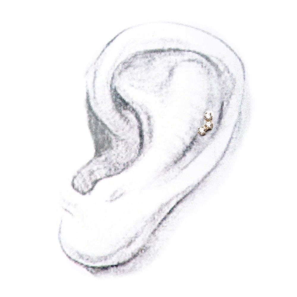 14Kt Gold Threadless 6 Pronged Round CZ Trinity Top